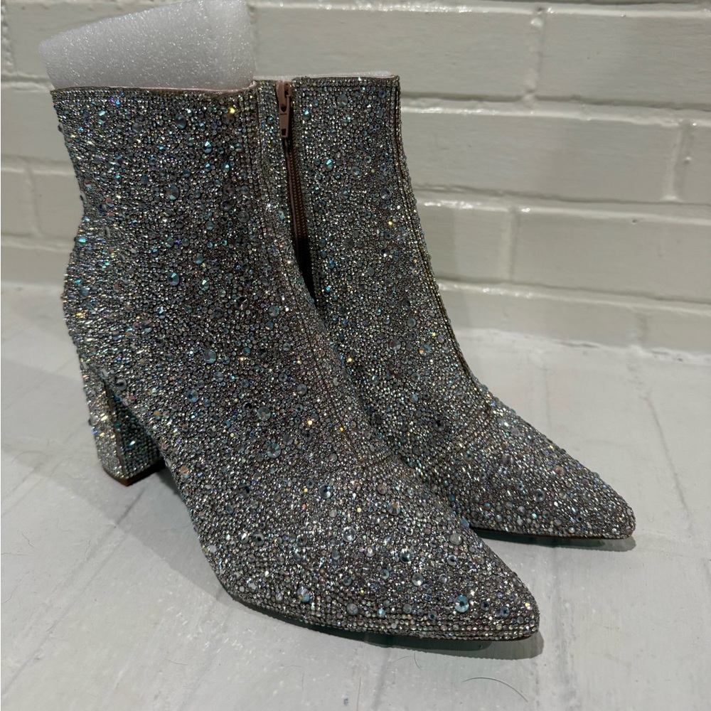 Betsey Johnson Glittering Silver Ankle Boots